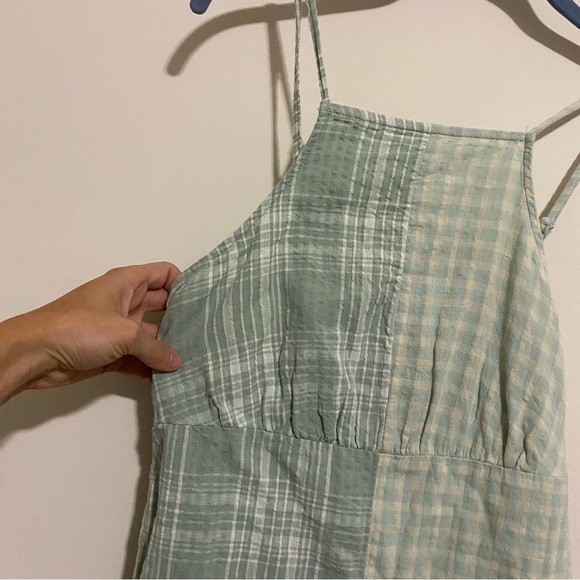 NWT American Eagle Mint Green Plaid Mini Dress Small - Picture 3 of 8